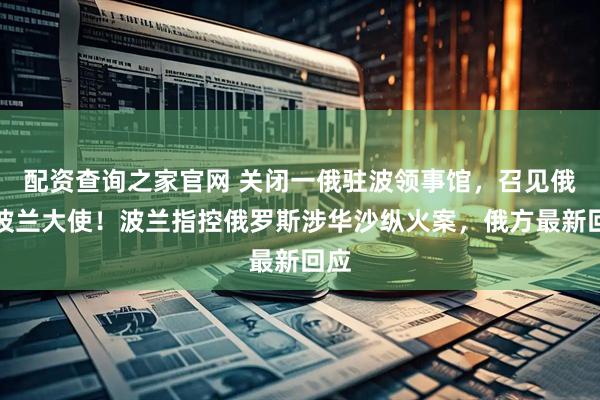 配资查询之家官网 关闭一俄驻波领事馆，召见俄驻波兰大使！波兰指控俄罗斯涉华沙纵火案，俄方最新回应